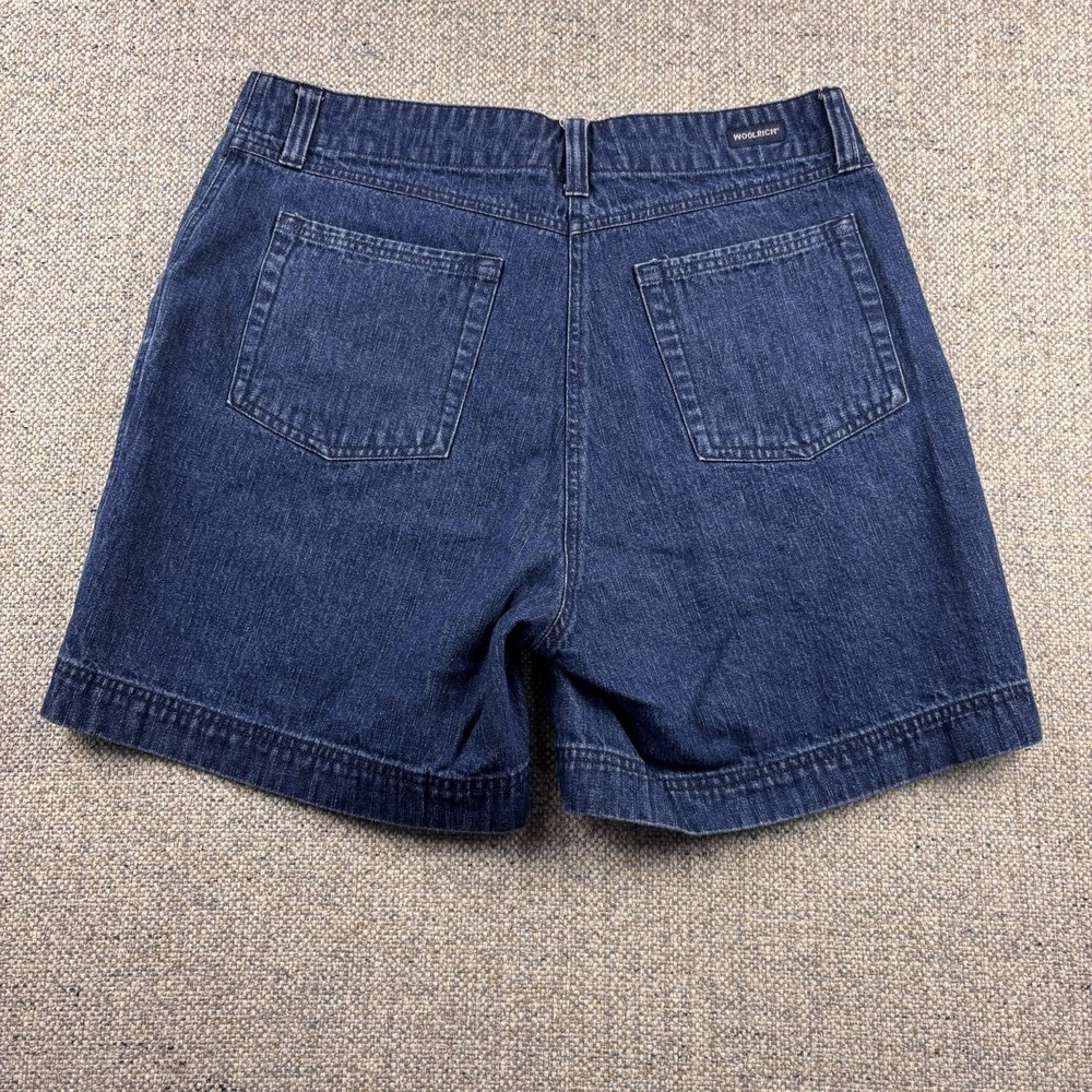 Woolrich Women's Blue Solid Denim Chino Shorts Regular Pockets Button 8 - Picture 4 of 7